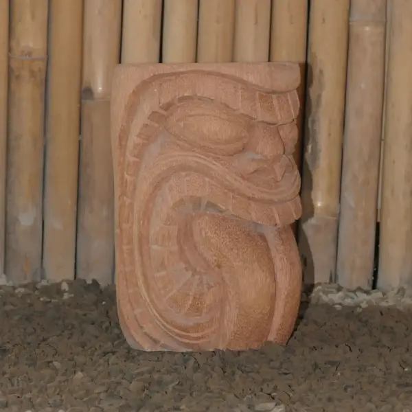 Product image 3 of the product “Tiki Statue as Stool - Polynesia style. From coconut palm 30cm Height. Approx. 22cm dia. Model 21 - Tongue out 2 ”